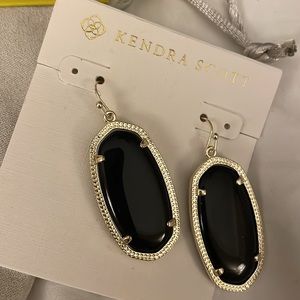 Kendra Scott Elle Gold Drop Earrings in Black Opaque Glass